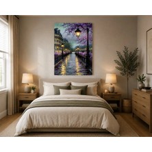 Rose Light Yağmur Altında Kanal Sahnesi Duvar Dekoru Ahşap Mdf Baskı Salon, Yatak Odası, Çocuk Odası, Ofis Duvar Tablosu Mdf Tablo
