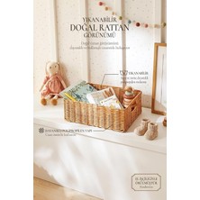 Tr Çocuk Odası Yıkanabilir Bej Pp Rattan Sepet 39 x 29 x 13 cm