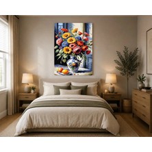 Rose Light Çiçekli Vazoda Çiçekler Duvar Dekoru Ahşap Mdf Baskı Salon, Yatak Odası, Çocuk Odası, Ofis Duvar Tablosu Mdf Tablo