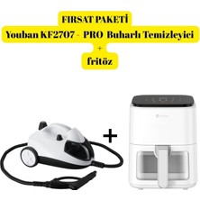 Tr KF2707 -Pro Buharlı Temizleyici ve Airfryer Beyaz Fırsat Paketi, 2000W, 1.8l Su Deposu, 4 Bar B