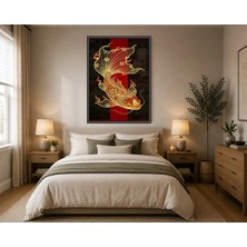 Rose Light Balık Buda Heykeli Detaylı Duvar Dekoru Ahşap Mdf Baskı Salon, Yatak Odası, Çocuk Odası, Ofis Duvar Tablosu Çerçeve Görünümlü Mdf Ta