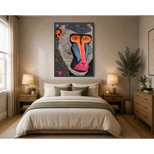 Rose Light Mandrill Desenli Duvar Dekoru Ahşap Mdf Baskı Salon, Yatak Odası, Çocuk Odası, Ofis Duvar Tablosu Çerçeve Görünümlü Mdf Tablo