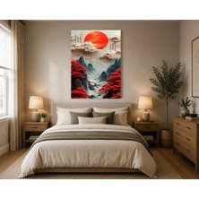 Rose Light Doğa Manzarası, Çiçekler ve Ay'lı Duvar Dekoru Ahşap Mdf Baskı Salon, Yatak Odası, Çocuk Odası, Ofis Duvar Tablosu Mdf Tablo