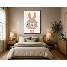 Rose Light Duvar Tavşan ve Gözlük Çocuk Odası Için Ahşap Mdf Baskı Salon, Yatak Odası, Çocuk Odası, Ofis Duvar Tablosu Çerçeve Görünümlü Mdf Tablo