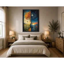 Rose Light Ağaç ve Kelebekler Gece Güneşi Duvar Dekoru Ahşap Mdf Baskı Salon, Yatak Odası, Çocuk Odası, Ofis Duvar Tablosu Çerçeve Görünümlü Md
