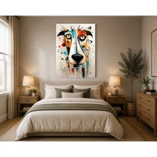 Rose Light Köpek Yüzü Modern Sanat Yağlı Boya Görünümlü Duvar Dekoru Ahşap Mdf Baskı Salon, Yatak Odası, Çocuk Odası, Ofis Duvar Tablosu Mdf Tablo