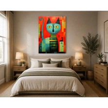 Rose Light Büyük Gözlü Kedi Modern Sanat Duvar Dekoru Ahşap Mdf Baskı Salon, Yatak Odası, Çocuk Odası, Ofis Duvar Tablosu Mdf Tablo