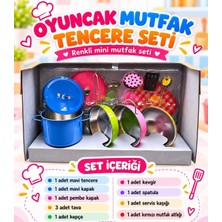 Hepsilazım 11 Parça Renkli Oyuncak Mutfak Seti Tencere Tava Süzgeç ve Servis Aparatları Çocuk Evcilik Oyunu