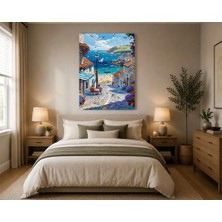 Rose Light Sahil Kenarında Köy Manzarası Salon Ahşap Mdf Baskı Tablo Mdf Tablo