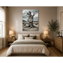 Rose Light Zaman Tutan Ağaç ve Saat Motifi Duvar Dekoru Ahşap Mdf Baskı Salon, Yatak Odası, Çocuk Odası, Ofis Duvar Tablosu Mdf Tablo