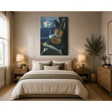 Rose Light Yaşlı Adam Gitar Çalıyor Salon Ahşap Mdf Baskı Tablo Mdf Tablo