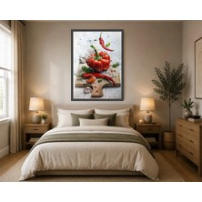 Rose Light Biber ve Sarımsaklı Duvar Mutfak Dekoru Ahşap Mdf Baskı Salon, Yatak Odası, Çocuk Odası, Ofis Duvar Tablosu Çerçeve Görünümlü Mdf Tablo