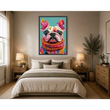 Rose Light Fransız Bulldog'lu Duvar Dekoru Ahşap Mdf Baskı Salon, Yatak Odası, Çocuk Odası, Ofis Duvar Tablosu Çerçeve Görünümlü Mdf Tablo