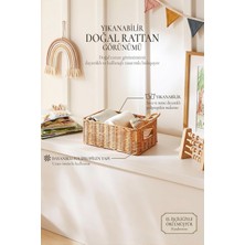 Tr Çocuk Odası Yıkanabilir Bej Pp Rattan Sepet 30 x 20 x 11 cm