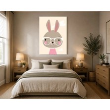 Rose Light Duvar Tavşan ve Gözlük Çocuk Odası Için Ahşap Mdf Baskı Salon, Yatak Odası, Çocuk Odası, Ofis Duvar Tablosu Mdf Tablo