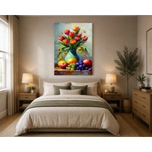 Rose Light Çiçek Buketi ve Meyveler ile Duvar Tablosu Duvar Dekoru Ahşap Mdf Baskı Salon, Yatak Odası, Çocuk Odası, Ofis Duvar Tablosu Mdf Tablo