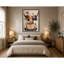 Rose Light Tavşan Çiçekli Desenli Duvar Tablosu Duvar Dekoru Ahşap Mdf Baskı Salon, Yatak Odası, Çocuk Odası, Ofis Duvar Tablosu Çerçeve Görünümlü Md