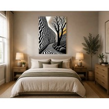 Rose Light Duvar Ağaçlar ve Yol Manzarası Duvar Dekoru Ahşap Mdf Baskı Salon, Yatak Odası, Çocuk Odası, Ofis Duvar Tablosu Mdf Tablo