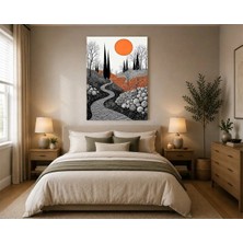 Rose Light Aydınlık Yol ve Çam Ağaçları Duvar Dekoru Ahşap Mdf Baskı Salon, Yatak Odası, Çocuk Odası, Ofis Duvar Tablosu Mdf Tablo