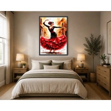 Rose Light Flamenco Dansçı Iñaki Garate Sanatıyla Duvar Dekoru Ahşap Mdf Baskı Salon, Yatak Odası, Çocuk Odası, Ofis Duvar Tablosu Çerçeve Görü