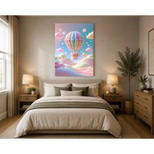 Rose Light Sıcak Hava Balonu Bulut Çocuk Odası Ahşap Mdf Baskı Tablo Mdf Tablo