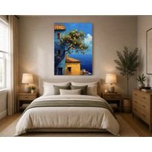 Rose Light Portakal Ağacı ve Deniz Manzarası Duvar Dekoru Ahşap Mdf Baskı Salon, Yatak Odası, Çocuk Odası, Ofis Duvar Tablosu Mdf Tablo