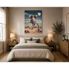Rose Light Fil ve Ay Motifiyle Duvar Dekoru Ahşap Mdf Baskı Salon, Yatak Odası, Çocuk Odası, Ofis Duvar Tablosu Mdf Tablo