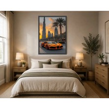 Rose Light Spor Araba Bugatti Chiron Otomobil Salon Dekoru Ahşap Mdf Baskı Salon, Yatak Odası, Çocuk Odası, Ofis Duvar Tablosu Çerçeve Görünümlü Mdf