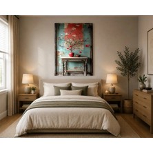 Rose Light ve Çiçekli Duvar Dekoru Ahşap Mdf Baskı Tablo Mdf Tablo