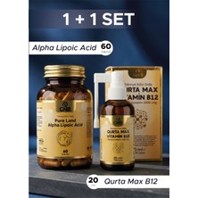 GNB Pure Land Alpha Lipoic Acid 60 Kapsül + QURTA MAX Vitamin B12 -Methylcobalamin 1000 mcg Dilaltı Sprey 20 ml 1+1 Set