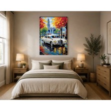 Rose Light Klasik Otomobil Yağlı Boya Görünümlü Duvar Dekoru Ahşap Mdf Baskı Salon, Yatak Odası, Çocuk Odası, Ofis Duvar Tablosu Mdf Tablo