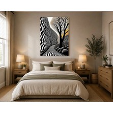 Rose Light Duvar Ağaçlar ve Yol Manzarası Duvar Dekoru Ahşap Mdf Baskı Salon, Yatak Odası, Çocuk Odası, Ofis Duvar Tablosu Mdf Tablo
