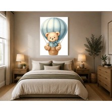 Rose Light Yastıkta Oturan Ayı Balonu Çocuk Odası Ahşap Mdf Baskı Tablo Mdf Tablo