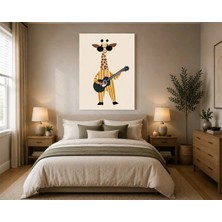 Rose Light Gitar Çalan Zürafa Çocuk Odası Ahşap Mdf Baskı Tablo Mdf Tablo
