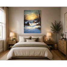 Rose Light Kar Yağışlı Kırsal Manzara Salon Ahşap Mdf Baskı Tablo Mdf Tablo