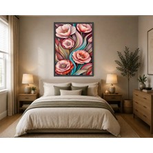 Rose Light Papatyalı Duvar Dekoru Ahşap Mdf Baskı Tablo Çerçeve Görünümlü Mdf Tablo