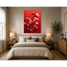 Rose Light Koyu Arka Planlı Kiraz Duvar Dekoru Ahşap Mdf Baskı Tablo Mdf Tablo