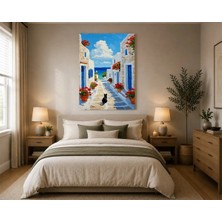 Rose Light Yunan Adası Manzaralı Duvar Dekoru Ahşap Mdf Baskı Tablo Mdf Tablo