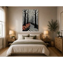 Rose Light Orman Yolu ve Çiçekli Duvar Dekoru Ahşap Mdf Baskı Tablo Mdf Tablo