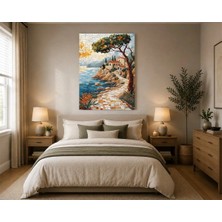 Rose Light Akdeniz Villası Manzaralı Duvar Dekoru Ahşap Mdf Baskı Tablo Mdf Tablo