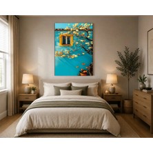 Rose Light Pencere ve Çiçekli Ağaç Duvar Dekoru Ahşap Mdf Baskı Tablo Mdf Tablo