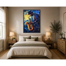 Rose Light Caz Müzisyeni Saksofon Duvar Dekoru Ahşap Mdf Baskı Salon, Yatak Odası, Çocuk Odası, Ofis Duvar Tablosu Çerçeve Görünümlü Mdf Tablo