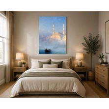 Rose Light Sisli Bir Stanbul Nehri'nde Tekne ve Cami Salon Ahşap Mdf Baskı Tablo Mdf Tablo