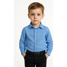 Sırrı Erkek Bebek ve Çocuk Peri Mavisi Keten Pamuk Gömlek (0-3 Ay - 5-6 Yaş)