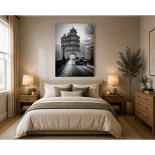 Rose Light Antik Otomobil ve Sis Detaylı Salon Ahşap Mdf Baskı Tablo Mdf Tablo