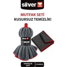 Silver Home Mikrofiber Mop Başlığı ve Mutfak Bezi Seti Antrasit Profesyonel Jumbo Boy