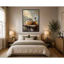 Rose Light Ekmek ve Zeytinyağı Duvar Dekoru Ahşap Mdf Baskı Tablo Çerçeve Görünümlü Mdf Tablo