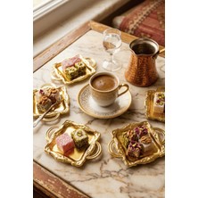 Elegancev Gold Metal Kahve Yanı Sunumluk-Lokumluk-Ikramlık- 6 Adet - (6 cm x 6 cm Sap Hariç)