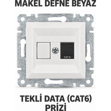 Makel Tekli Data 1AD. Cat6 Mekanizma+Kapak Defne Beyaz