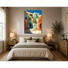 Rose Light Binalar ve Merdivenler Duvar Dekoru Ahşap Mdf Baskı Tablo Mdf Tablo